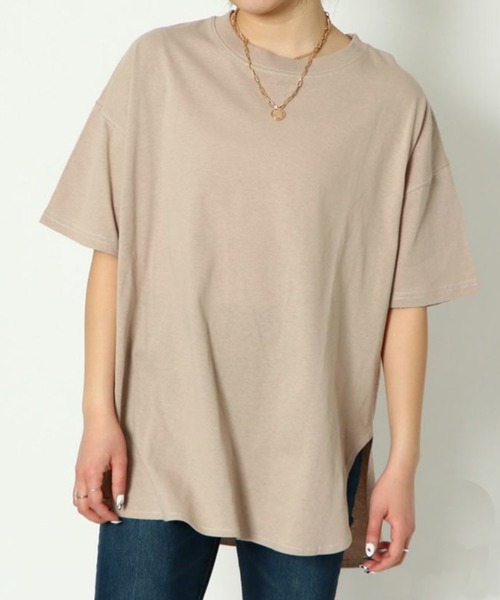 GORGE(ゴージ)の「《配色ステッチ×ラウンドヘム》レディース コットン 半袖Tシャツ ゆったり 体型カバー 春夏秋(Tシャツ/カットソー・レディース・オフホワイト/カーキ/ブラック/グレイッシュベージュ・F)」の3枚目の写真