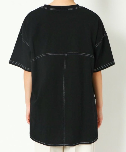 GORGE(ゴージ)の「《配色ステッチ×ラウンドヘム》レディース コットン 半袖Tシャツ ゆったり 体型カバー 春夏秋(Tシャツ/カットソー・レディース・オフホワイト/カーキ/ブラック/グレイッシュベージュ・F)」の16枚目の写真