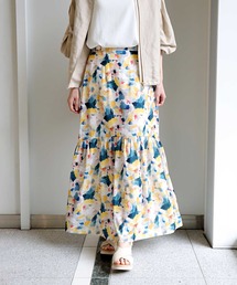 Jines | アートプリント切替ギャザースカート(スカート)
