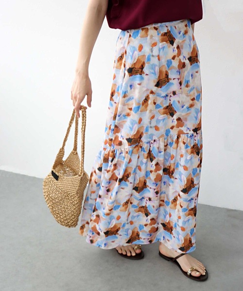 【美品✨19FW】プラダ ひざ丈スカート 稲妻プリント コレクションモデル XL Dreaming Kitten Picnic レイヤードスカート （9148150743271
