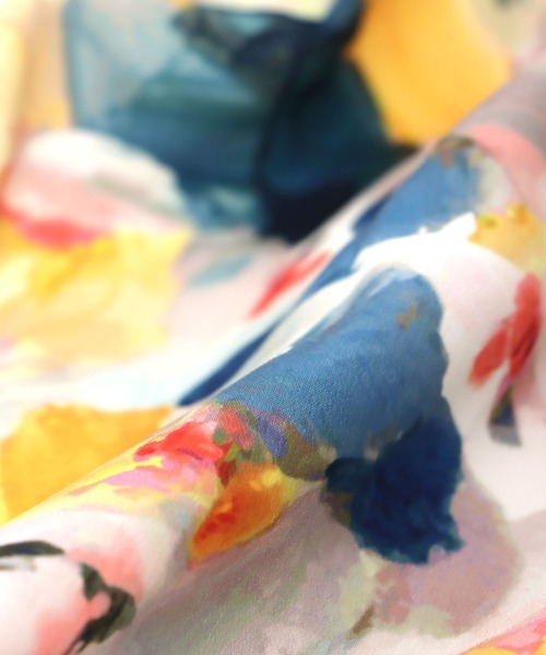 Jines（ジネス）の「アートプリント切替ギャザースカート（スカート・レディース・イエロー/ブルー・38）」の7枚目の写真