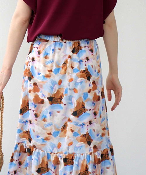 Jines（ジネス）の「アートプリント切替ギャザースカート（スカート・レディース・イエロー/ブルー・38）」の17枚目の写真