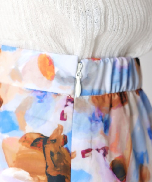 Jines（ジネス）の「アートプリント切替ギャザースカート（スカート・レディース・イエロー/ブルー・38）」の10枚目の写真