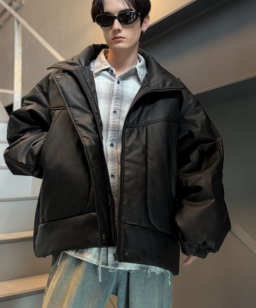 Java（ジャバ）の「《Javaジャバコラボ》寒さ知らずの防寒力！高級感あふれる中綿フェイクレザーモンスターブルゾン（ダウンジャケット/コート・メンズ・ブラック・X-LARGE/MEDIUM/LARGE）」の3枚目の写真