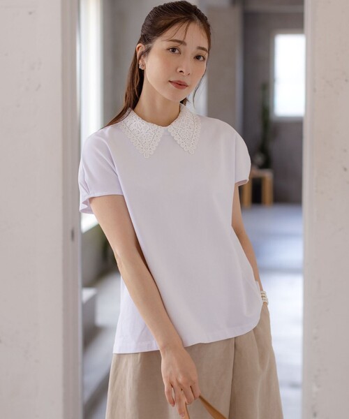 組曲レース襟フレンチテリー カットソー レース襟フレンチテリー カットソー（Tシャツ/カットソー