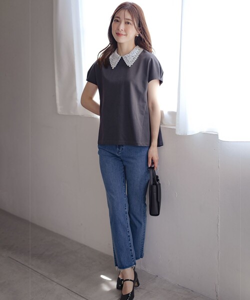 レース襟フレンチテリー カットソー（Tシャツ/カットソー）｜組曲