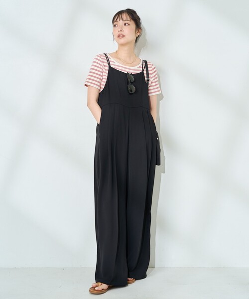 FREAK'S STORE（フリークスストア）の「<接触冷感/UVカット>機能素材 イージーサロペット（サロペット/オーバーオール・レディース・グレー/ブラック・ﾌﾘ-）」の4枚目の写真