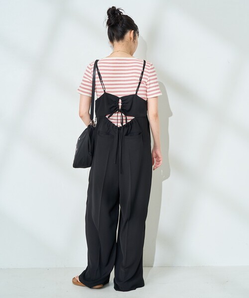 FREAK'S STORE（フリークスストア）の「<接触冷感/UVカット>機能素材 イージーサロペット（サロペット/オーバーオール・レディース・グレー/ブラック・ﾌﾘ-）」の5枚目の写真