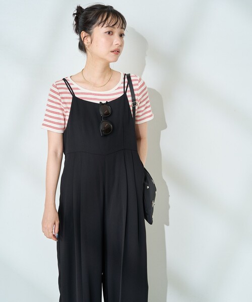 FREAK'S STORE（フリークスストア）の「<接触冷感/UVカット>機能素材 イージーサロペット（サロペット/オーバーオール・レディース・グレー/ブラック・ﾌﾘ-）」の6枚目の写真