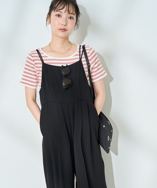 FREAK'S STORE（フリークスストア）の「<接触冷感/UVカット>機能素材 イージーサロペット（サロペット/オーバーオール・レディース・グレー/ブラック・ﾌﾘ-）」の8枚目の写真