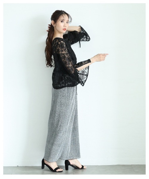 Sawa a la mode（サワアラモード）の「総花柄レースフレアスリーブブラウス（シャツ/ブラウス・レディース・オフホワイト/ブラック・FREE）」の9枚目の写真