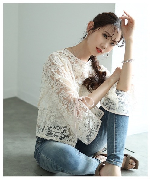 Sawa a la mode（サワアラモード）の「総花柄レースフレアスリーブブラウス（シャツ/ブラウス・レディース・オフホワイト/ブラック・FREE）」の15枚目の写真