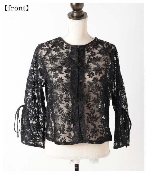 Sawa a la mode（サワアラモード）の「総花柄レースフレアスリーブブラウス（シャツ/ブラウス・レディース・オフホワイト/ブラック・FREE）」の22枚目の写真