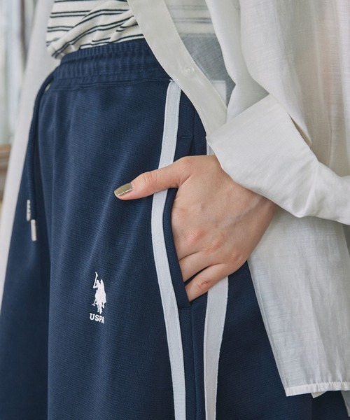 U.S. POLO ASSN.（ユーエスポロアッスン）の「U.S. POLO ASSN. / ユーエスポロアッスン 別注 サイドライン バルーン ジャージスカート（スカート・レディース・ネイビー/ブラック・S/M）」の5枚目の写真
