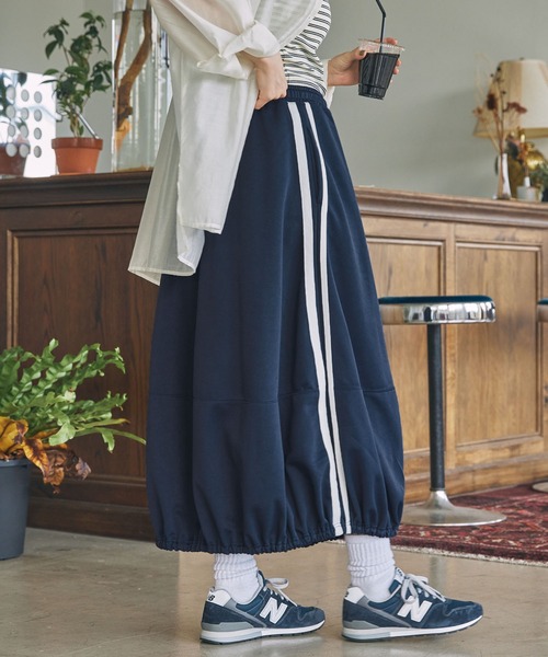 U.S. POLO ASSN.（ユーエスポロアッスン）の「U.S. POLO ASSN. / ユーエスポロアッスン 別注 サイドライン バルーン ジャージスカート（スカート・レディース・ネイビー/ブラック・S/M）」の7枚目の写真