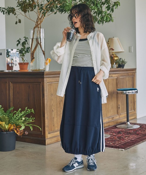 U.S. POLO ASSN.（ユーエスポロアッスン）の「U.S. POLO ASSN. / ユーエスポロアッスン 別注 サイドライン バルーン ジャージスカート（スカート・レディース・ネイビー/ブラック・S/M）」の10枚目の写真