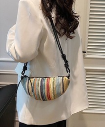 MONO8 | マルチカラーボーダー編みハーフムーンショルダーバッグ(ショルダーバッグ)