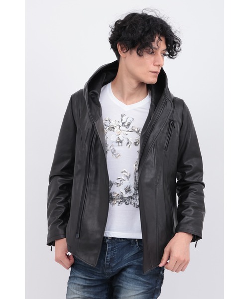 ヒステリックグラマー ラムレザー　ライダースジャケット　パーカー　Lサイズ ヒステリックグラマー ラムレザー ライダースジャケット パーカー L