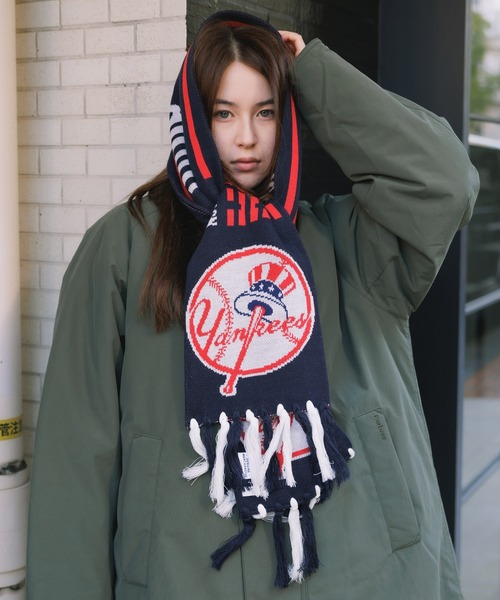 INFIELDER DESIGN（インフィールダーデザイン）の「INFIELDER DESIGN/インフィールダーデザイン MLB STADIUM MUFF マフラー（マフラー・レディース・グレー/ネイビー系2・FREE）」の2枚目の写真