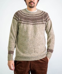 [NOR' EASTERLY] CREW 2TONE NORDIC / シェットランドウール ノルディックセーター