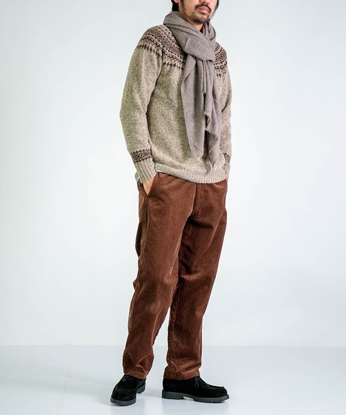 NOR'EASTERLY（ノアイースターリー）の「[NOR' EASTERLY] CREW 2TONE NORDIC / シェットランドウール ノルディックセーター（ニット/セーター・メンズ・グレー/オレンジ・38/40）」の10枚目の写真