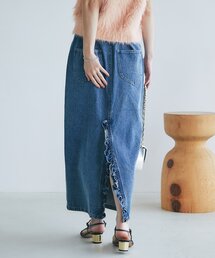 【タグ付き未使用品】タイトスカートLa boutique Bonbon ネイビー La boutique BonBon｜【名品・復刻】パール付きデニムタイト