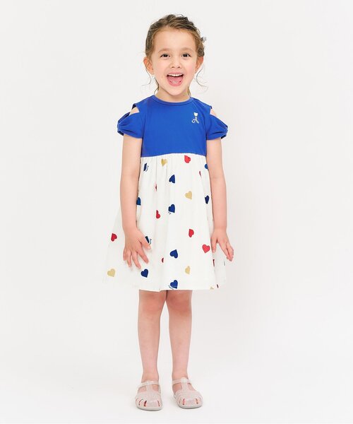 apres les cours(アプレレクール)の「【リンク/ジュニア対応】3柄オフショルリボンドッキングワンピース(ワンピース・キッズ・ブルー/レッド/イエロー・80/90/100/110/120/130/140)」の5枚目の写真