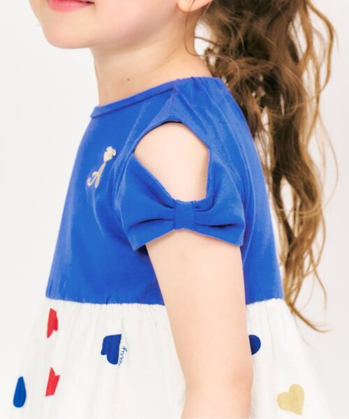 apres les cours(アプレレクール)の「【リンク/ジュニア対応】3柄オフショルリボンドッキングワンピース(ワンピース・キッズ・ブルー/レッド/イエロー・80/90/100/110/120/130/140)」の7枚目の写真