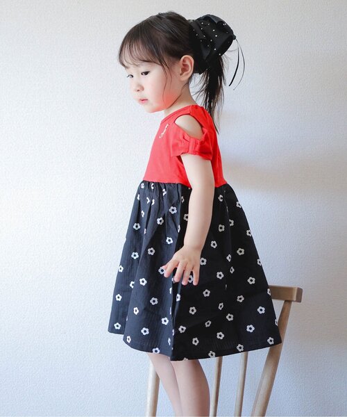 apres les cours(アプレレクール)の「【リンク/ジュニア対応】3柄オフショルリボンドッキングワンピース(ワンピース・キッズ・ブルー/レッド/イエロー・80/90/100/110/120/130/140)」の10枚目の写真