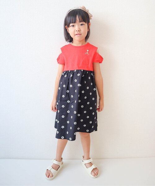 apres les cours(アプレレクール)の「【リンク/ジュニア対応】3柄オフショルリボンドッキングワンピース(ワンピース・キッズ・ブルー/レッド/イエロー・80/90/100/110/120/130/140)」の12枚目の写真