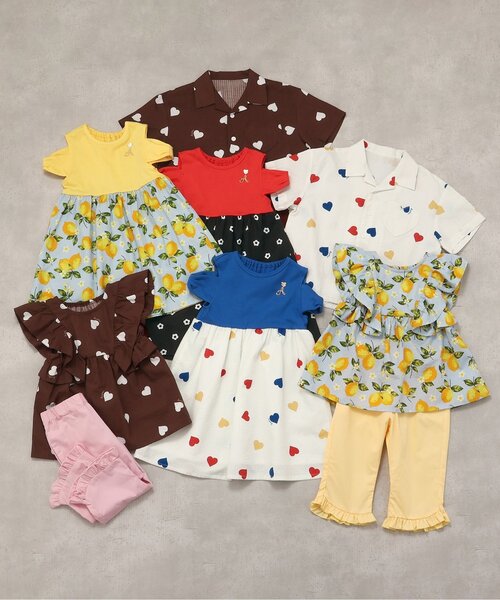 apres les cours(アプレレクール)の「【リンク/ジュニア対応】3柄オフショルリボンドッキングワンピース(ワンピース・キッズ・ブルー/レッド/イエロー・80/90/100/110/120/130/140)」の19枚目の写真