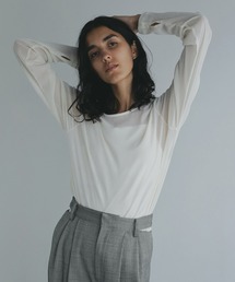 MANOF | TULLE FLOCKED STRIPE TOPS(Tシャツ/カットソー)