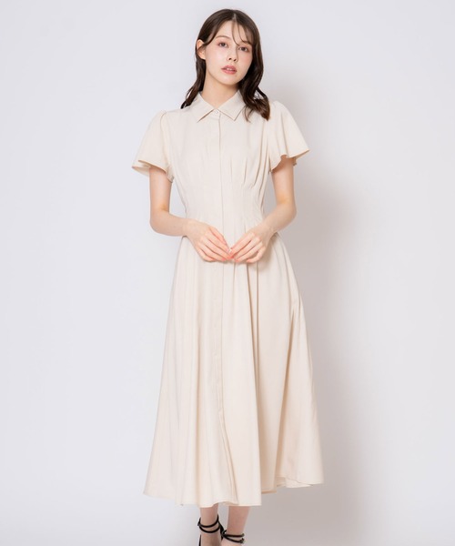 nude vintage ヨーロッパフリル付きホワイトシャツワンピース NOELA（ノエラ）の「袖フリルタックシャツワンピース（ワンピース