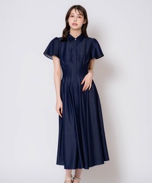 Noela ネイビー 半袖ワンピース 追加生産】コード刺繍半袖ジップワンピース | ロングワンピース