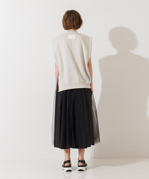 DESIGNWORKS(デザインワークス)の「裏毛サイドスリットフレンチスリーブプルオーバー(Tシャツ/カットソー・レディース・グレイッシュベージュ/オレンジ・38)」の5枚目の写真