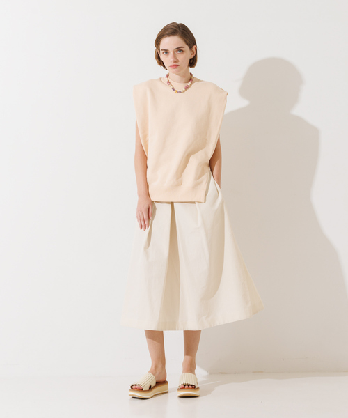 DESIGNWORKS(デザインワークス)の「裏毛サイドスリットフレンチスリーブプルオーバー(Tシャツ/カットソー・レディース・グレイッシュベージュ/オレンジ・38)」の8枚目の写真