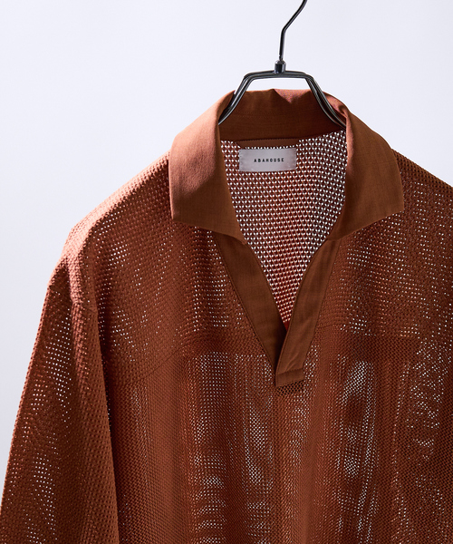 スキッパー メッシュニット ポロシャツ（ポロシャツ）｜ABAHOUSE