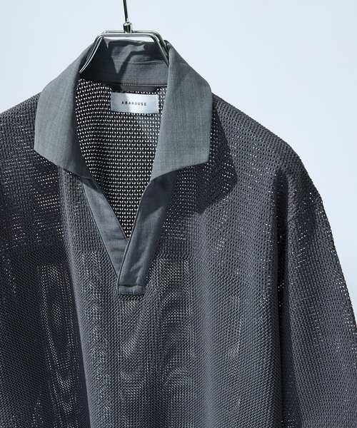 ABAHOUSE(アバハウス)の「スキッパー メッシュニット ポロシャツ(ポロシャツ・メンズ・グレー/オレンジ/ダークネイビー・48/46)」の14枚目の写真