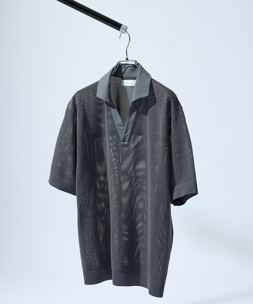 ABAHOUSE(アバハウス)の「スキッパー メッシュニット ポロシャツ(ポロシャツ・メンズ・グレー/オレンジ/ダークネイビー・48/46)」の15枚目の写真