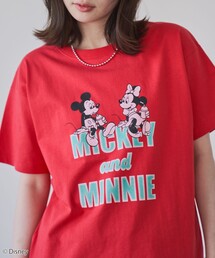 【MICKEY(ミッキー) / 別注】ミッキー＆ミニー / コンパクトプリントＴシャツ