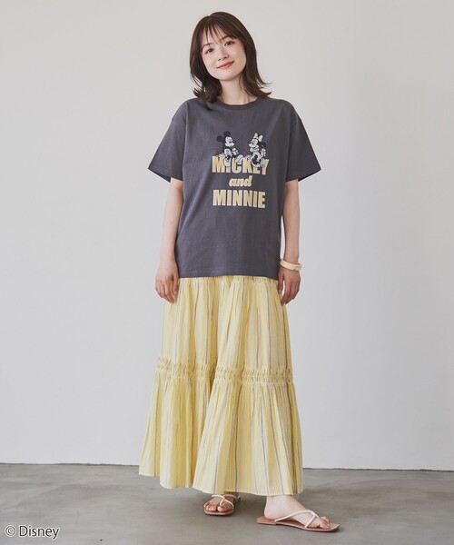 coen(コーエン)の「【MICKEY(ミッキー) / 別注】ミッキー&ミニー / コンパクトプリントTシャツ(Tシャツ/カットソー・レディース・ダークグレー/レッド/オフホワイト・M/L)」の4枚目の写真