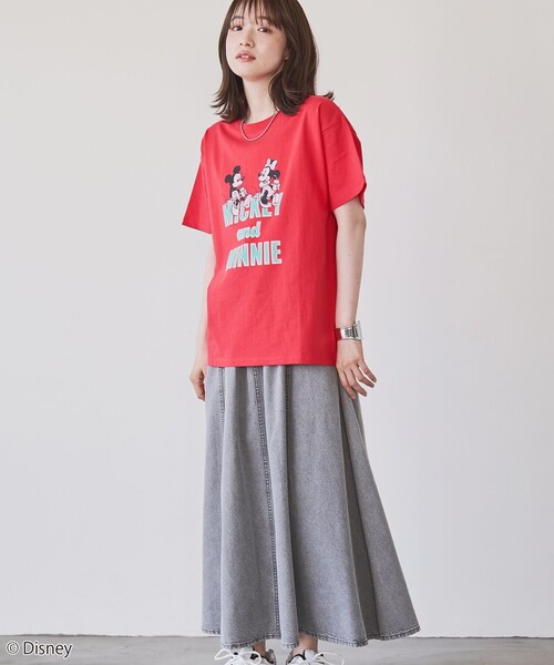 coen(コーエン)の「【MICKEY(ミッキー) / 別注】ミッキー&ミニー / コンパクトプリントTシャツ(Tシャツ/カットソー・レディース・ダークグレー/レッド/オフホワイト・M/L)」の7枚目の写真