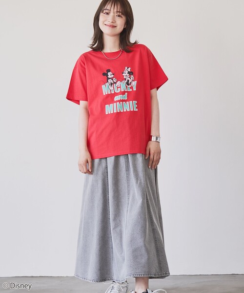coen(コーエン)の「【MICKEY(ミッキー) / 別注】ミッキー&ミニー / コンパクトプリントTシャツ(Tシャツ/カットソー・レディース・ダークグレー/レッド/オフホワイト・M/L)」の8枚目の写真