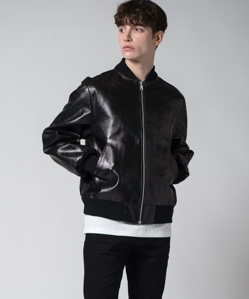 Buffalo Bobs(バッファローボブズ)の「AMY(エイミー)ラムレザー MA-1 フライトジャケット(MA-1・メンズ・ブラック・1/S/2/M/3/L/4(LL))」の17枚目の写真