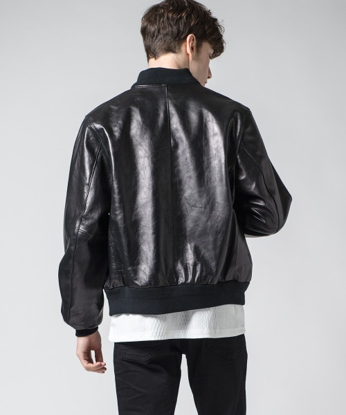 Buffalo Bobs(バッファローボブズ)の「AMY(エイミー)ラムレザー MA-1 フライトジャケット(MA-1・メンズ・ブラック・1/S/2/M/3/L/4(LL))」の20枚目の写真