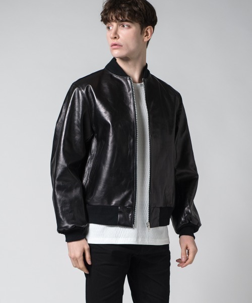 Buffalo Bobs(バッファローボブズ)の「AMY(エイミー)ラムレザー MA-1 フライトジャケット(MA-1・メンズ・ブラック・1/S/2/M/3/L/4(LL))」の14枚目の写真