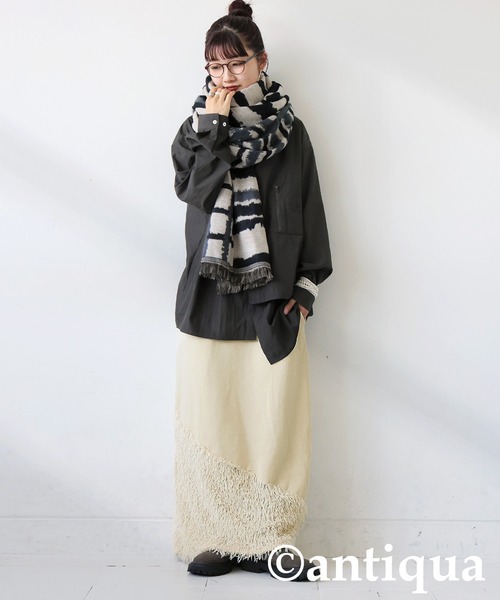 antiqua（アンティカ）の「フェザー ニット スカート（スカート・レディース・モカ/アイボリー/ブラック・ONESIZE）」の4枚目の写真