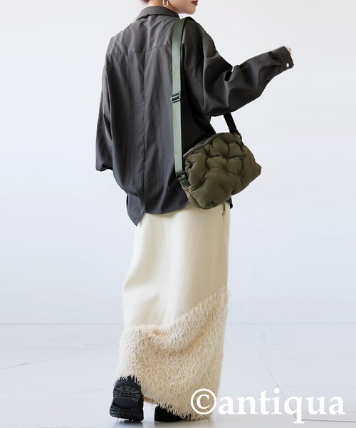 antiqua（アンティカ）の「フェザー ニット スカート（スカート・レディース・モカ/アイボリー/ブラック・ONESIZE）」の5枚目の写真