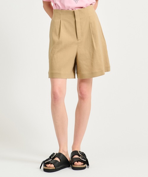 ESTNATION(エストネーション)の「ESTNATION / リネンナイロンストレッチショートパンツ(その他パンツ・レディース・ダークブラウン/ベージュ・36/38)」の1枚目の写真