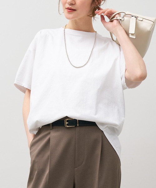 MICA&DEAL クルーネック長袖カットソー ホワイト　カルネ別注 MICA&DEAL クルーネック長袖カットソー ホワイト カルネ別注